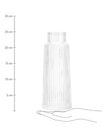 Ručne vyrobená karafa na vodu s drážkovaným reliéfom Minna, 1.1 l, Fúkané sklo, Priehľadná, Ø 10 x V 25 cm, 1.1 l