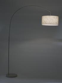 Grote booglamp Niels in beige, Lampvoet: gepoedercoat metaal, Lampenkap: textiel, Beige, B 157 x H 218 cm