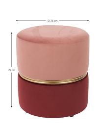 Sametový taburet Bubbly, Růžová, rubínově červená, Ø 35 cm, V 39 cm