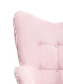 Fauteuil à oreilles rose pieds en bois Vicky, Rose, blanc crème, larg. 73 x prof. 83 cm