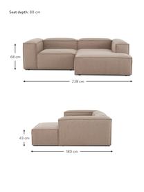 Modulaire hoekbank Lennon, Bekleding: 100% polyester De slijtva, Frame: massief grenenhout, FSC-g, Poten: kunststof, Geweven stof bruin, B 238 x D 180 cm, hoekdeel links