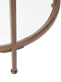 Sklenený pomocný stolík s patinou Goddess, Konštrukcia: mosadzná s patinou Spodná časť a stolová doska: priehľadná, Ø 46 x V 61 cm