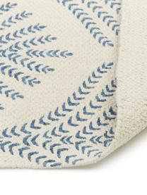 Tappeto in cotone beige/blu tessuto piatto con frange Klara, Beige, blu, Larg. 120 x Lung. 180 cm (taglia S)