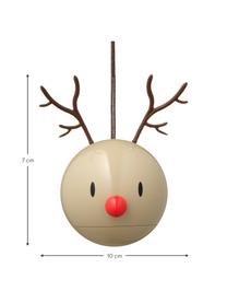 Ozdoba choinkowa Reindeer, 2 szt., Tworzywo sztuczne, metal, Beżowy, czerwony, S 10 x W 7 cm
