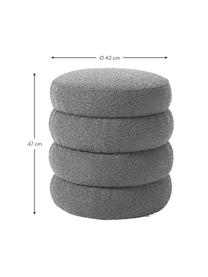 Puf bouclé Alto, Tapicerka: bouclé (100% poliester) D, Stelaż: lite drewno sosnowe, skle, Szary bouclé, Ø 42 x W 47 cm