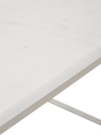 Marmor-Couchtisch Alys, Tischplatte: Marmor, Gestell: Metall, pulverbeschichtet, Weiß, marmoriert, Silberfarben, B 80 x T 45 cm