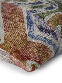 Samt-Kissenhülle Cosima mit buntem Ethno-Muster, 100% Polyestersamt, Weinrot, Mehrfarbig, 40 x 40 cm