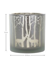 Windlicht Forest, Glas, Grijs, zilverkleurig, Ø 15 x H 15 cm