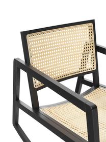 Fauteuil à bascule bois de frêne avec cannage Craig, Noir, larg. 58 x long. 78 cm