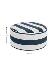 Pouf d'extérieur gonflable Stripes, Blanc, bleu, Ø 53 x haut. 23 cm