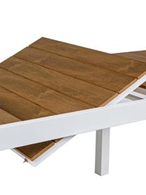 Rozsuwany stół ogrodowy Elias, Blat: tworzywo sztuczne, Nogi: aluminium, malowane prosz, Biały, brązowy, S 140 x G 90 cm
