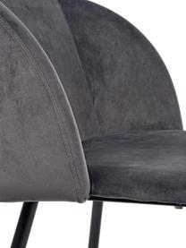 Krzesło tapicerowane z aksamitu Crown, Stelaż: drewno warstwowe, Nogi: metal malowany proszkowo, Szary, S 60 x G 53 cm