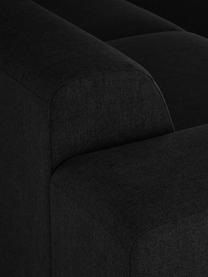 Hoekbank Melva (4-zits) in zwart, Bekleding: 100% polyester De slijtva, Frame: massief grenenhout, FSC-g, Poten: kunststof, Geweven stof zwart, B 319 x D 196 cm, hoekdeel rechts