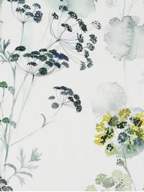 Tovaglia in cotone con motivo floreale Herbier, Cotone, Bianco, tonalità verdi, Per 4-6 persone (Larg.160 x Lung. 160 cm)