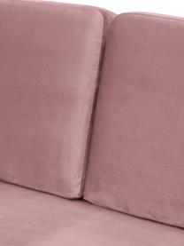 Fluwelen bank Fluente (3-zits) in roze met metalen poten, Bekleding: fluweel (hoogwaardig poly, Frame: massief grenenhout, FSC-g, Poten: gepoedercoat metaal, Fluweel Roze, B 196 x D 85 cm