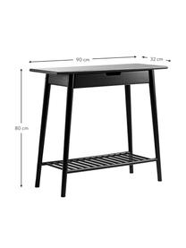 Bambus-Konsole Noble mit Schublade, Bambus, lackiert und karbonisiert, Schwarz, B 90 x T 32 cm