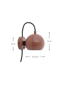Design bolvormige wandlamp Ball, Lampenkap: gecoat metaal, Roodbruin, B 16 x H 12 cm