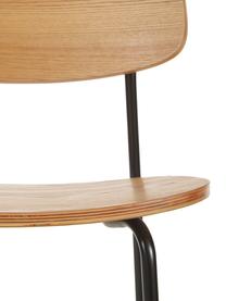 Holzstühle Nadja, 2 Stück, Sitzfläche: Sperrholz mit Eschenholzf, Beine: Metall, pulverbeschichtet, Eschenholzfurnier, B 50 x T 53 cm