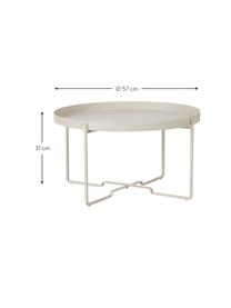 Ronde salontafel George, Gecoat metaal, Crèmewit, Ø 57 cm