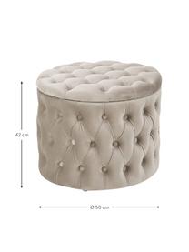 Puf de terciopelo Chiara, con espacio de almacenamiento, Tapizado: terciopelo (poliéster) Al, Estructura: madera de eucalipto, Terciopelo gris pardo, Ø 50 x Al 42 cm