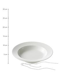 Weiße Suppenteller Groove mit Rillenstruktur, 4 Stück, Steingut, Weiß, Ø 23 x H 4 cm