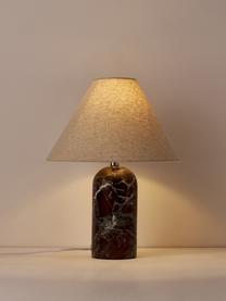 Tischlampe Gia mit Marmorfuß, Lampenschirm: 50 % Leinen, 50 % Polyest, Lampenfuß: Marmor, Beige, Rot, marmoriert, Ø 30 x H 39 cm