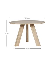 Tavolo rotondo in legno massello Rhonda, Ø129 cm, Legno di quercia massiccio, Legno di quercia, Ø 129 x Alt. 75 cm