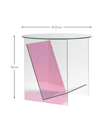 Stolik pomocniczy ze szkła Tabloid, Szkło, Transparentny, blady różowy, Ø 50 x W 46 cm