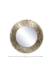 Okrągłe lustro ścienne z metalową ramą Fridy, Odcienie mosiądzu, Ø 21 x G 4 cm