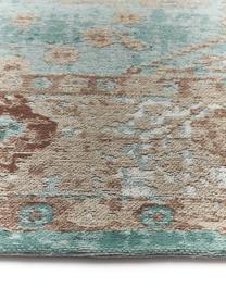 Alfombra artesanal de chenilla Rimini, Parte superior: 95% algodón, 5% poliéster, Reverso: 100% algodón El material , Turquesa, gris pardo, marrón, An 200 x L 300 cm (Tamaño L)