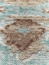 Ručně tkaný žinylkový koberec Rimini, Tyrkysová, taupe, hnědá, Š 200 cm, D 300 cm (velikost L)