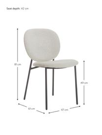 Čalouněná bouclé židle Ulrica, 2 ks, Krémově bílá, Š 47 cm, H 61 cm
