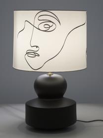 Lámpara de mesa grande de cerámica Georgina, Pantalla: tela, Cable: plástico, Blanco crema, negro, Ø 33 x Al 52 cm
