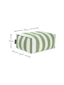 Cuscino da pavimento per esterni Korfu, Rivestimento: 100% polipropilene, rives, Verde, bianco, Larg. 65 x Alt. 35 cm