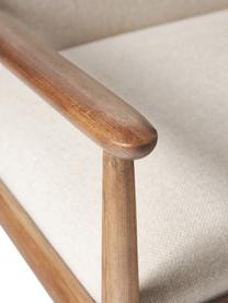 Fotel wypoczynkowy z drewna jesionowego Kira, Tapicerka: 100% poliester, Stelaż: drewno jesionowe, Beżowa tkanina, drewno jesionowe, S 79 x W 78 cm