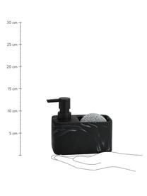 Set lavavajillas Galia, 2  pzas., Recipiente: poliresina, Dosificador: plástico, Estropajo: metal, Mármol negro, plateado, An 15 x Al 14 cm
