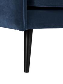 Samt-Sofa Paola (2-Sitzer) in Blau mit Holz-Füßen, Bezug: Samt (Polyester) 70.000 S, Gestell: Massives Fichtenholz, Spa, Füße: Fichtenholz, lackiert, Samt Blau, Schwarz, B 179 x T 95 cm
