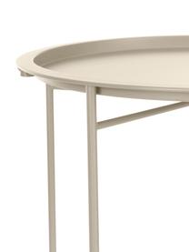 Tavolino-vassoio rotondo in metallo Sangro, Metallo verniciato a polvere, Beige, Ø 46 x Alt. 52 cm