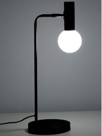 Grote tafellamp Wilson met glazen lampenkap, Lampvoet: gepoedercoat metaal, Fitting: gepoedercoat metaal, Lampenkap: glas, Zwart, B 22 cm x H 54 cm