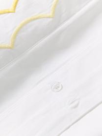 Poszwa na kołdrę z bawełny z falbanką Atina, Żółty, biały, S 200 x D 200 cm