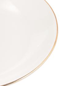 Assiette creuse artisanale céramique Allure, 6 pièces, Céramique, Blanc, couleur dorée, Ø 21 cm
