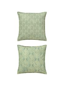 Kissenhüllen Armanda mit grafischem Muster, 2er-Set, 80 % Polyester, 20 % Baumwolle, Grüntöne, B 45 x L 45 cm