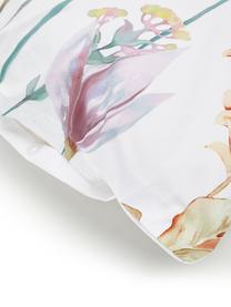Parure copripiumino in cotone percalle con motivo floreale ad acquerello Prato, Multicolore, bianco, 200 x 200 cm + 2 federa 80 x 80 cm