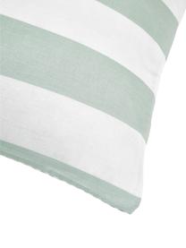 Funda de almohada doble cara de algodón Lorena, Verde salvia/blanco, An 45 x L 110 cm