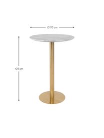 Kulatý jídelní stůl v mramorovém vzhledu Bolzano, Ø 70 cm, Bílá mramorovaná, zlatá, Ø 70 cm, V 105 cm