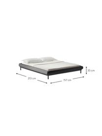 Gestoffeerd bed Meya, Bekleding: fijn gestructureerde gewe, Frame: gepoedercoat metaal, mult, Geweven stof donkergrijs, B 140 x L 200 cm