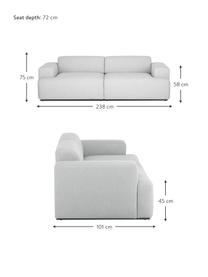 Sofa Melva (3-osobowa), Tapicerka: 100% poliester Dzięki tka, Stelaż: lite drewno sosnowe, cert, Nogi: tworzywo sztuczne, Jasnoszara tkanina, S 238 x G 101 cm