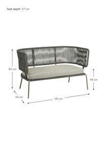 Tuin loungebank Nadin (2-zits), Frame: verzinkt metaal en gelakt, Bekleding: polyester, Groen, 135 x 65 cm