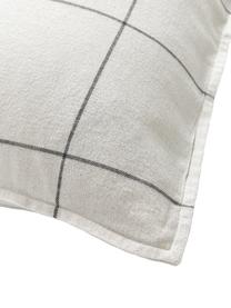 Funda de almohada doble cara de franela a cuadros Noelle, Blanco crema, gris oscuro, An 45 x L 110 cm