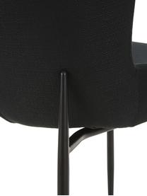 Chaise rembourrée design Tess, Tissu noir, pieds noirs, larg. 49 x prof. 64 cm